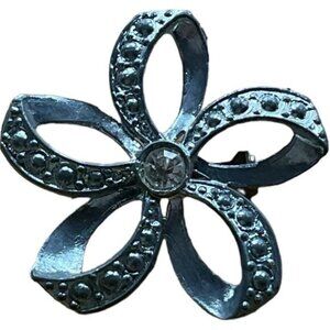 Silver Rhinestone Flower Pin Brooch Jewelry Accessory For Women